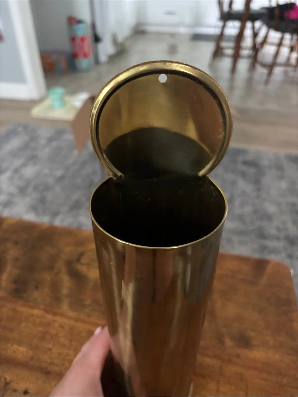 Vintage Retro Brass Style Mid Century Fireplace Match Holder with Strike Pad